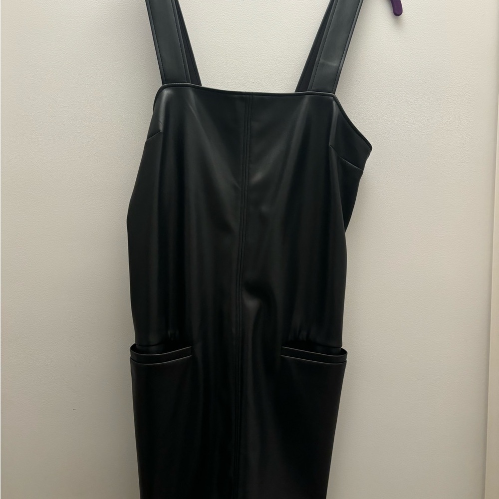 Abercrombie and Fitch Vegan Leather Shift Mini Dress - Black